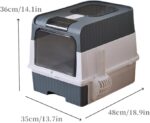 Closed Cat Litter Box with Lid, Drawer, and Scoop - Fully Enclosed Front Entry Top Exit, Anti-Splashing Design for Easy Cleaning - Image 2