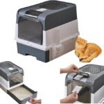 Closed Cat Litter Box with Lid, Drawer, and Scoop - Fully Enclosed Front Entry Top Exit, Anti-Splashing Design for Easy Cleaning