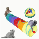 Interactive Tunnel Cat Toy with Straight Through Tunnel & Cat Crossing Aisle - Fabric Hideout for Cats & Kittens